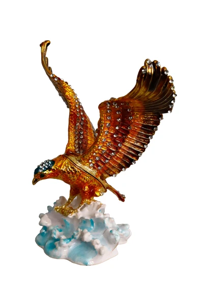 taru pasaj Kristal Taş İşlemeli Metal Kartal Figürü - Gösterişli ve Dekoratif Dayanıklı Ürün - Resim 5