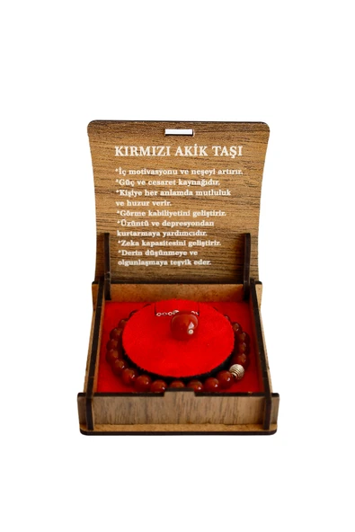 taru pasaj Kırmızı Akik Doğal Taş Bileklik – Enerji Dengeleyici, Şık ve Özgün Tasarım - 2