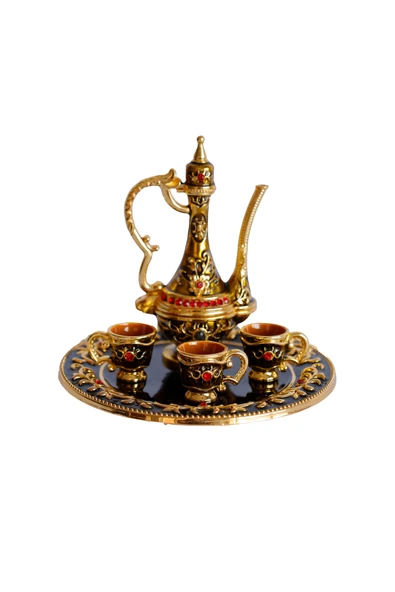 taru pasaj Renkli Metal Biblolar - Renk Seçenekli Dekoratif Mini Çay Takımı - Resim 3