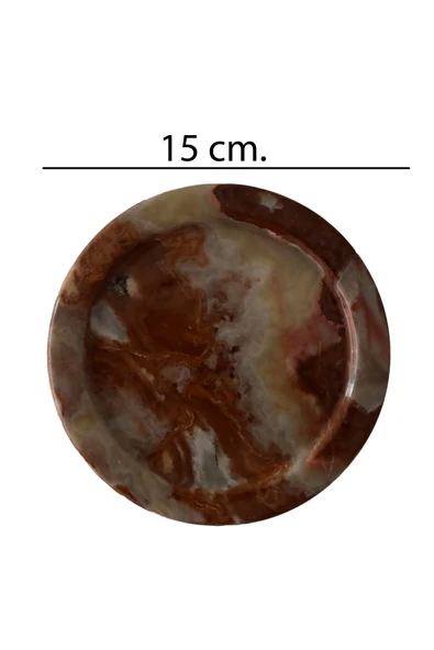 taru pasaj "El Yapımı Doğal Oniks Taşı Düz Tabak - 15 cm Şık Dekoratif Parça" - Resim 3