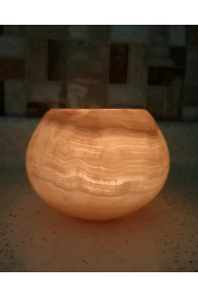 taru pasaj El Yapımı Doğal Oniks Taş Hacıyatmaz Mumluk – Zarif ve Dayanıklı - 7