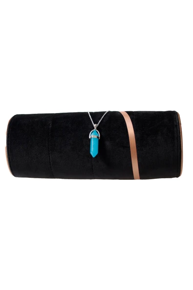 Oniks Çivi Modeli Mavi Akik Doğal Taş Kolye ürün görseli