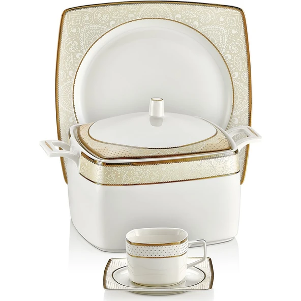 Schafer 85 Parça  12 Kişilik Kare Bone Yemek Takımı ürün görseli