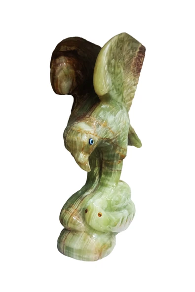 taru pasaj Oniks Doğal Taş Kartal Figürü - Yılan Kaide Üzerine Zarif Ev ve Ofis Dekoru - Resim 2