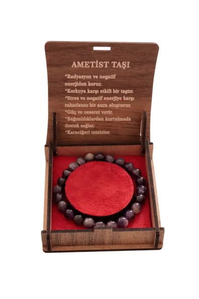 taru pasaj Stres ve Negatif Enerjiye Karşı 8 mm Ametist Bileklik ürün görseli