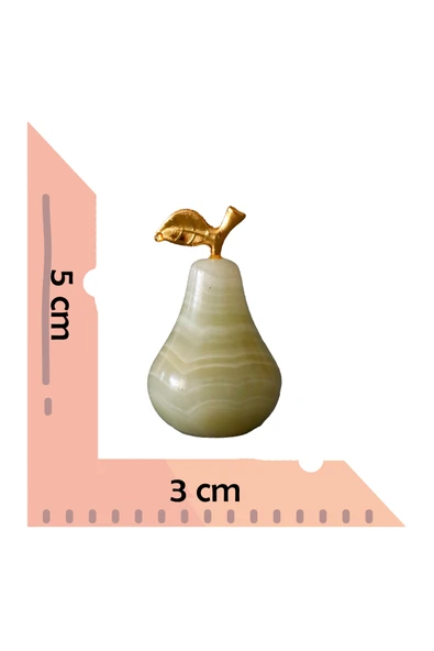 taru pasaj Doğal Oniks Taşından El Yapımı Armut Figür – 5 cm Dekoratif Taş Obje - Resim 2