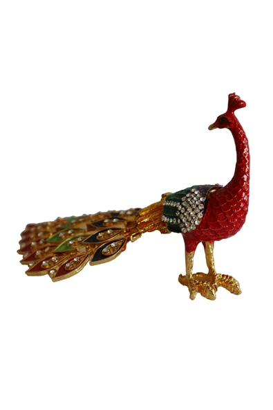 taru pasaj Kristal Taşlı Metal Tavus Kuşu Biblo – Dekoratif ve Şık Aksesuar - Resim 6