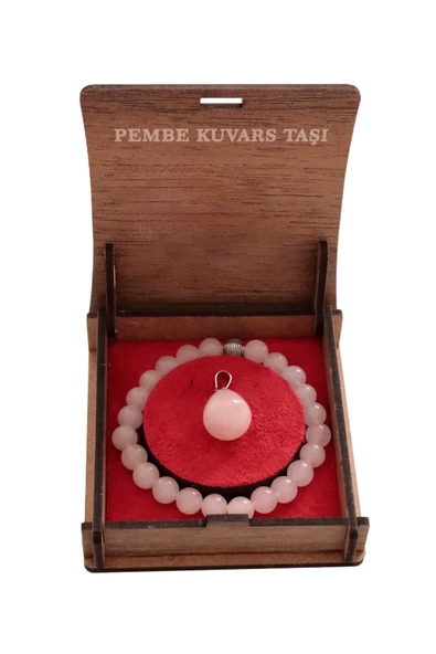 taru pasaj Pembe Kuvars Bileklik ve Kolye Seti – Aşkın ve Pozitif Enerjinin Simgesi