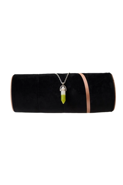 Bujiteri Çivi Modeli Yeşil_Beyaz Kolye - Doğal Akik Taşı Kolye ürün görseli