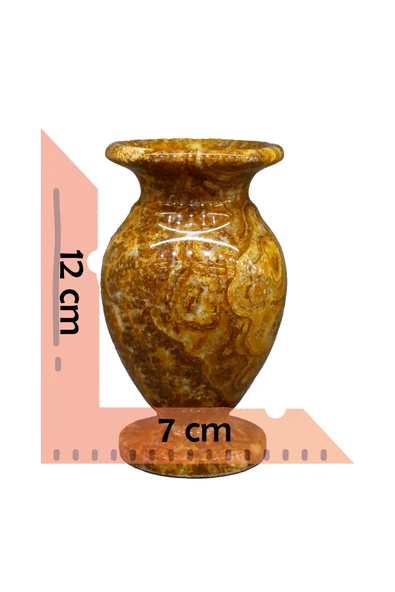 taru pasaj Oniks Doğal Taş Küp Vazo – 12 cm Dekoratif El Yapımı Ürün - Resim 3