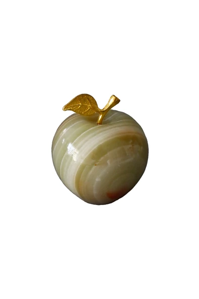 taru pasaj Doğal Oniks Taş Elma Biblo - 6 cm Dekoratif Obje | Şık ve Zarif Ev Ofis Süs Eşyası - Resim 3
