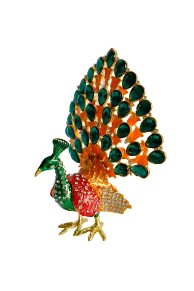 taru pasaj Kristal Taş İşlemeli Metal Tavus Kuşu Biblo – Dekoratif Şık Tasarım, 14x12 cm - Resim 3