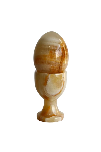taru pasaj Bal Oniks Doğal Taş Yumurta ve Kadeh Seti – El Yapımı, Dekoratif Feng Shui Biblo, ürün görseli