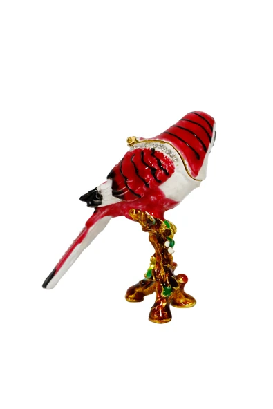 hediye "metal Papağan Kuş Biblosu -3 Farklı Renk Varyantlı, Kristal Taşlı Dekoratif Biblo - 8 Cm" - Resim 2