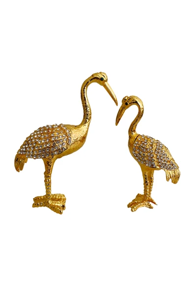 taru pasaj "Kristal Taş İşlemeli Metal Flamingo Ailesi - Şık ve Dekoratif Ürün" - Resim 6