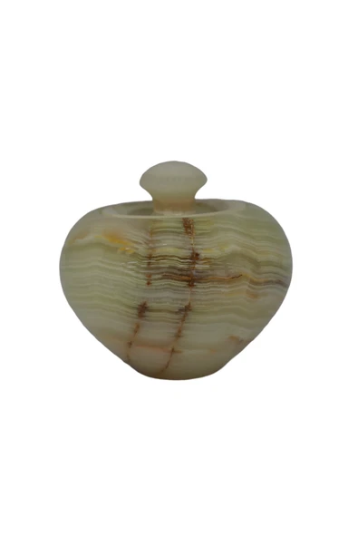 taru pasaj El Yapımı Oniks Doğal Taş Elma Model Şekerlik - 5 İnç Dekoratif ürün görseli