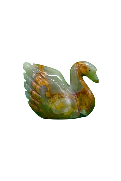 taru pasaj Doğal Oniks Taş Kuğu Figürü - Dekoratif El Yapımı Biblo - Resim 4