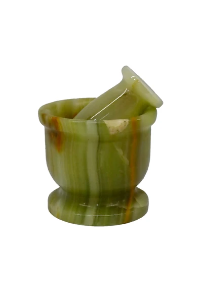 taru pasaj El Yapımı Oniks Doğal Taş Ayaklı Havan - Doğal, Şık ve Dekoratif Mutfak Gereci- Küçük Boy - Resim 4