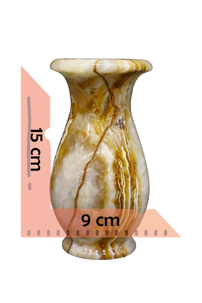 taru pasaj Doğal Oniks Taş Lale Vazo – Şık ve Dekoratif El İşçiliği - Resim 3