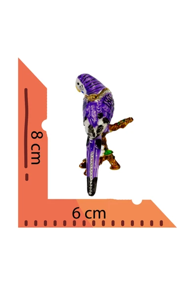 hediye "metal Papağan Biblosu -3 Farklı Renk Varyantlı, Kristal Taşlı Dekoratif Biblo - 8 Cm" - Resim 4