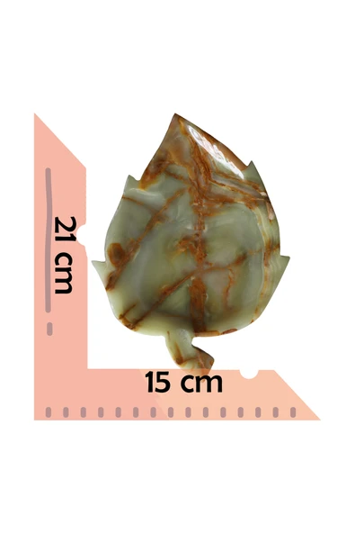 taru pasaj Doğal Oniks Taşından Yapılmış Dekoratif Meyve Seti – 8 inç Yaprak Tabak, Elma, Armut ve Üzüm Biblosu - Resim 6