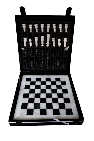 taru pasaj "El Yapımı Oniks Doğal Taş Satranç Takımı - Siyah Beyaz Şık Tasarım, Özel Hediye Kutulu - Resim 3