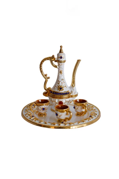 taru pasaj Renkli Metal Biblolar - Renk Seçenekli Dekoratif Mini Çay Takımı - 3