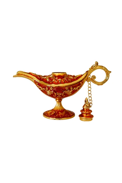 taru pasaj Dekoratif Alaaddin Sihirli Lambası - Vintage Tasarım, 13x8.5 cm - Resim 3