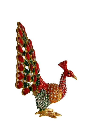 taru pasaj Kristal Taş İşlemeli Metal Tavus Kuşu Biblo – Dekoratif Şık Tasarım, 14x12 cm - Resim 3