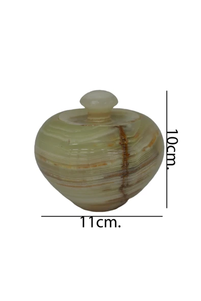 taru pasaj El Yapımı Oniks Doğal Taş Elma Model Şekerlik - 5 İnç Dekoratif - Resim 5