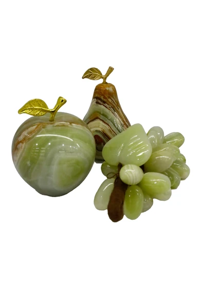 taru pasaj Feng Shui Dekorasyon: Oniks Doğal Taş Kase ve Meyve Sunumu - Bereket ve Bolluk Sembolü - Resim 3