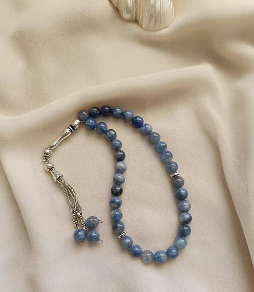 Tesbih 33 lü 08 mm Doğal Taş Kyanit AAA Kalite Tesbih - Resim 2