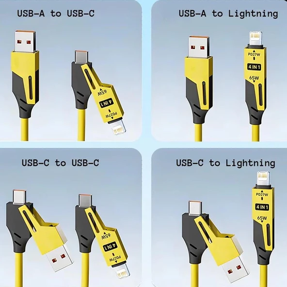 E2M 4IN1 SPİRAL DATA KABLOSU SİYAH - Resim 2