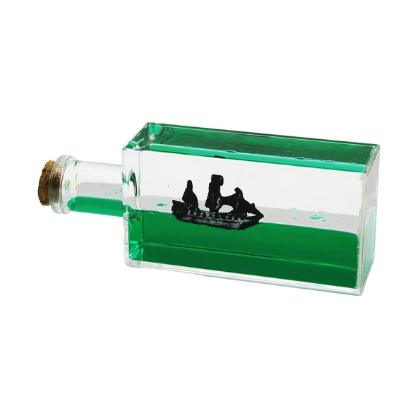 YEŞİL SU  DİKDÖRTGEN MİKA - ŞİŞE  YÜZEN BATMAYAN GEMİ DEKORATİF BİBLO AKVARYUM 6.5X16.5X4.3CM (5284) ürün görseli