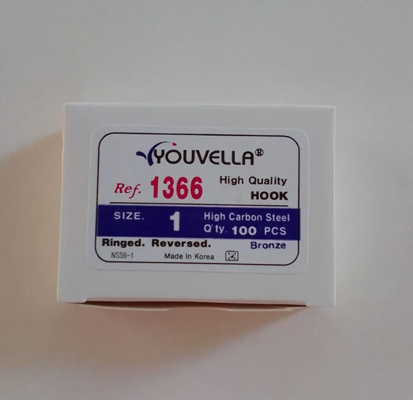 YOUVELLA 1366 DELİKLİ TIRNAKLI OLTA İĞNESİ 100 'LÜ NO:1 - Resim 2