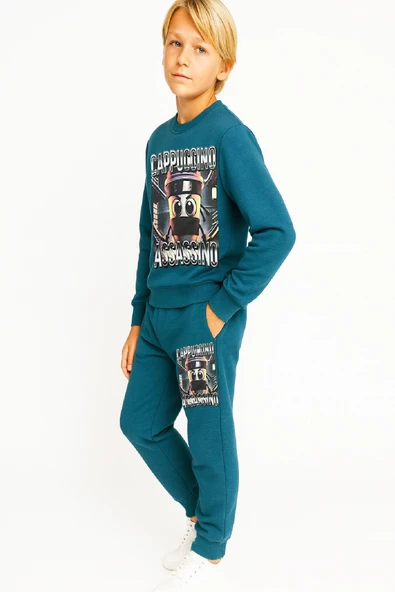 Erkek Çocuk 2 İplik Şardonsuz Alt-Üst Takım Dijital Baskılı 3-10 Yaş 12416 - Resim 3