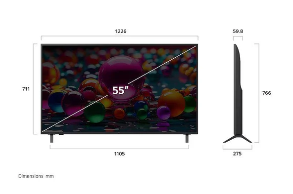 55 inç LG UHD AI UA84 4K Akıllı TV AI HDR10 WebOS25 2025 55UA84006LB - Resim 2