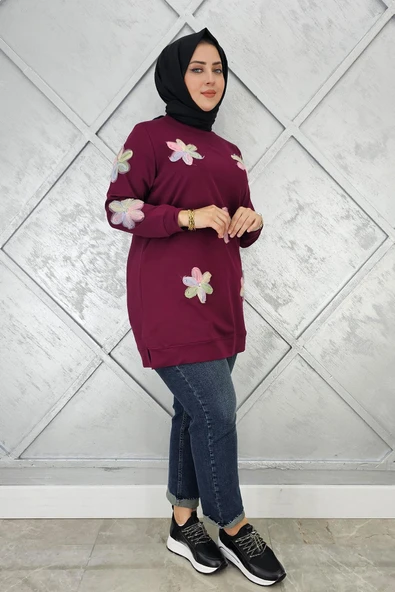 KADIN DİKME ÇİÇEK DETAYLI TESETTÜR TUNİK ürün görseli
