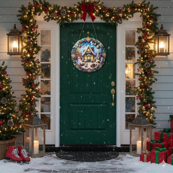 Kardan Adamlı Yeni Yıl Evi Kapı ve Duvar Süsü - Resim 2