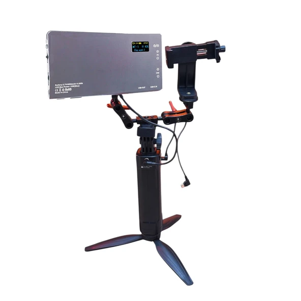 GDX CF-135 RGB Telefon Vlog + El Tipi Powerbank Tripod Batarya - Resim 2