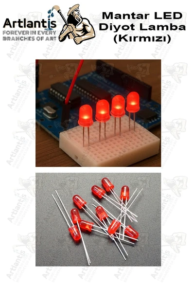 Kırmızı Mantar Led Diyot Lamba 50 li 1 Paket Kırmızı 4.8 mm Mini Mantar Led Lamba Deney Bilim Proje Arduino Işığı - Resim 4