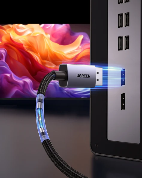 UGREEN Displayport 16K 60Hz Male to Male Örgülü Kablo 1m, 55567 - Resim 5