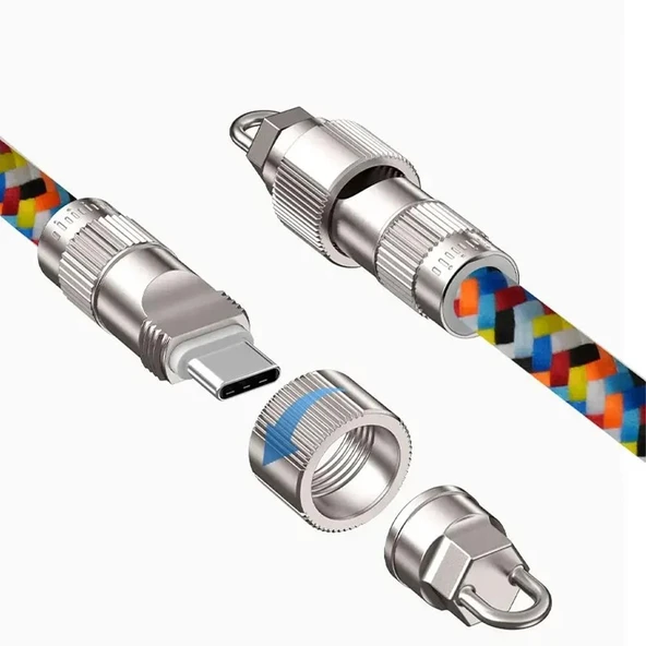 E2M BİLEK KABLO TYPE-C TO TYPE-C 30CM DATA KABLOSU RENKLİ - Resim 3