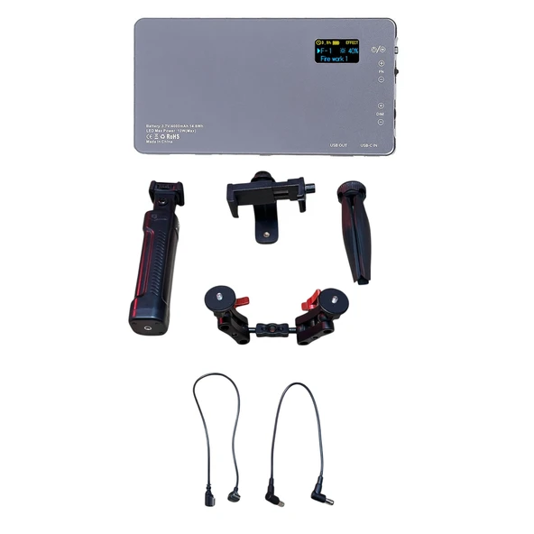 GDX CF-135 RGB Telefon Vlog + El Tipi Powerbank Tripod Batarya - Resim 4