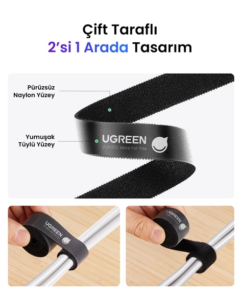UGREEN Kablo Düzenleyici Cırt Band 2 Metre, 40354 - Resim 3