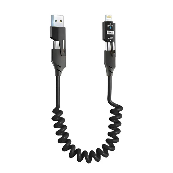 E2M 4IN1 SPİRAL DATA KABLOSU SİYAH ürün görseli