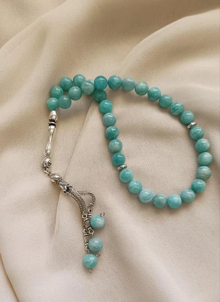 Tesbih 33 lü 08 mm Doğal Taş Amazonit AAA Kalite Tesbih - Resim 7