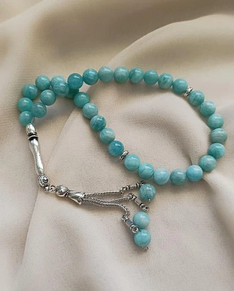 Tesbih 33 lü 08 mm Doğal Taş Amazonit AAA Kalite Tesbih - Resim 6