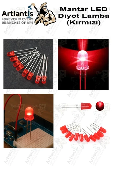 Kırmızı Mantar Led Diyot Lamba 50 li 1 Paket Kırmızı 4.8 mm Mini Mantar Led Lamba Deney Bilim Proje Arduino Işığı - Resim 3