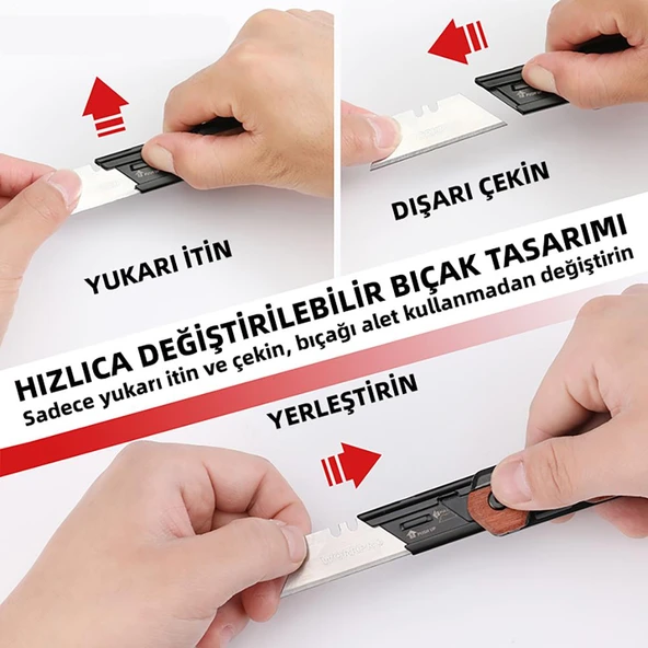 WORKPRO WP211015 2-IN-1 Ahşap Saplı Profesyonel Cep Çakısı & Katlanır Rötuş Maket Bıçağı + 11 Adet Yedek Bıçak - Resim 6